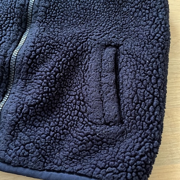 Janie and Jack Golden Adventure Kids 5/6 Navy Yellow Quilted Sherpa Vest - Picture 2 of 6